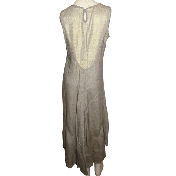 ab Nahlik sleeveless metallic shimmer beige and light gold sleeveless dress M 40 - Picture 2 of 12